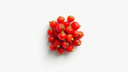 Fresh Red Cherry Tomatoes Arranged on a White Background