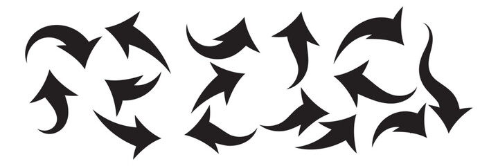 Hand drawn curved doodle chalk arrows collection, vector eps10 illustration.