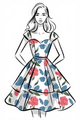 Elegant Woman in a Floral Summer Dress