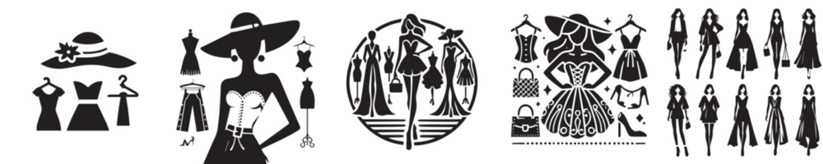 Vector set of beautiful female models