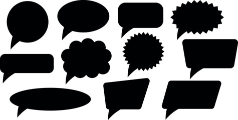 Set of speech bubbles. Conversation bubble. Blank vector black speech bubbles.