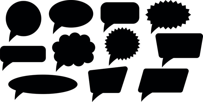 Set of speech bubbles. Conversation bubble. Blank vector black speech bubbles.