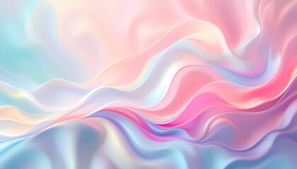Fototapeta premium Pastel Wave Abstract: Dreamy Fluid Forms in Iridescent Hues