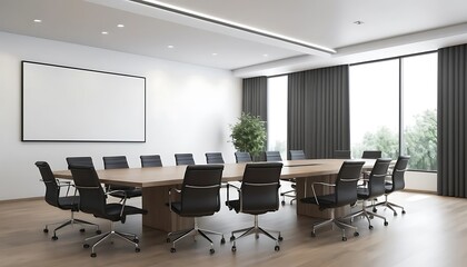 Obraz premium Modern Conference Room With Large Table And Chairs