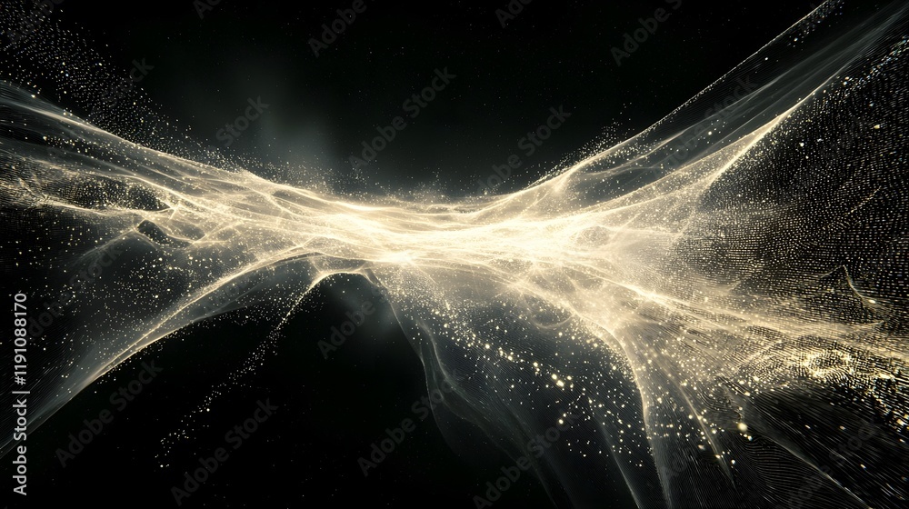 Poster minimalist abstract fractal depicting a complex data web and energy flow showcasing the dynamic dist