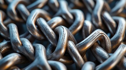 Golden hour close-up of industrial chain links
