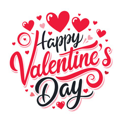 a unique 'Happy Valentine's Day' design with a blend of modern elegance and romantic charm. Incorporate a romantic heart element to enhance the festive feel.