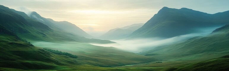 Fototapeta premium Serene mountain landscape at dawn nature photography tranquil environment aerial view peaceful scenery