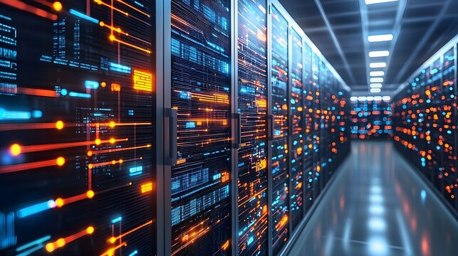 Digital background with network grids and matrices representing the interconnected nature of big data cloud computing information technology