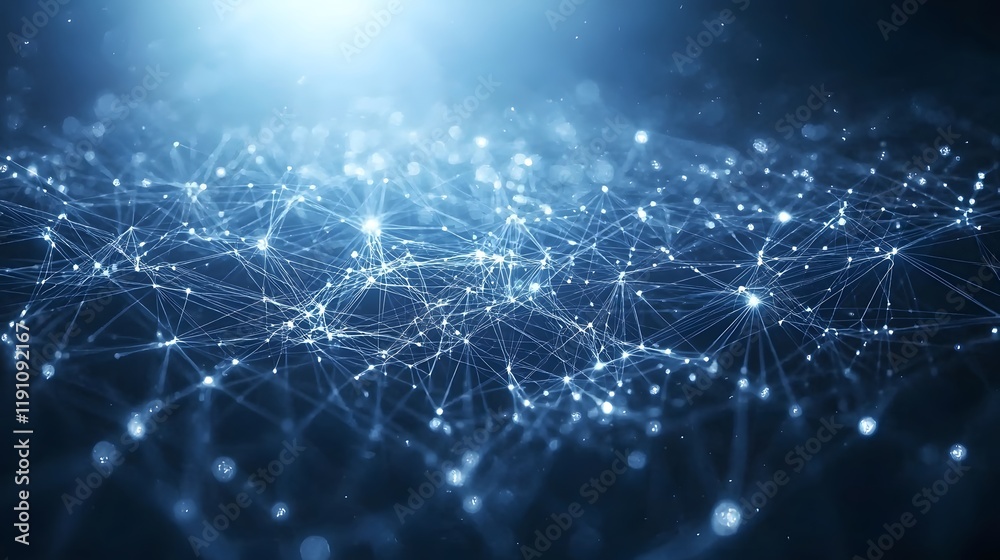 Poster depiction showcasing the intricate and dynamic nature of data transfer within a vast interconnected 