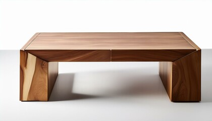 Mesa de centro de noche de madera lisa con estética rústica en un fondo aislado