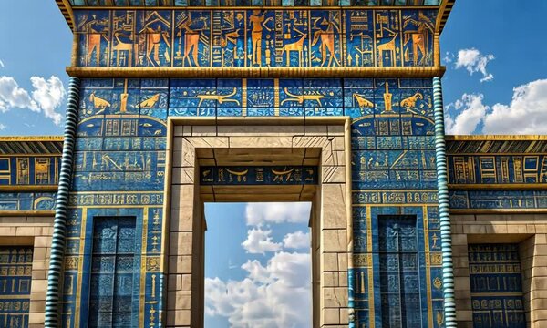 Ancient Ishtar gates in Babylonian art 