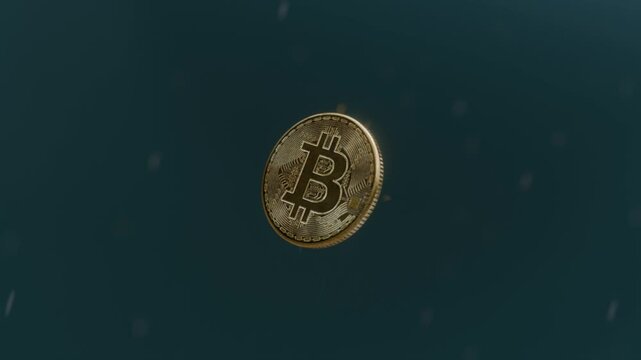 Bitcoin BTC gold coin flying upward
