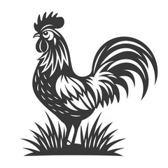 Elegant Rooster Silhouette Vector Design.