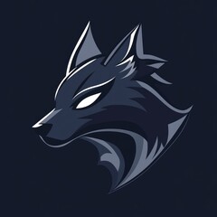 Dark wolf head logo, esports design, night background, gaming team