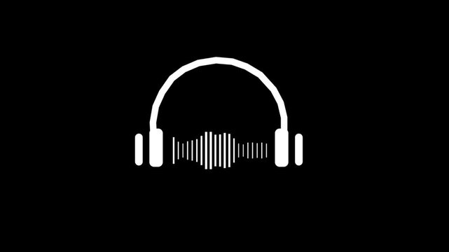 headphones music play icon animation. headphones sign looped animation