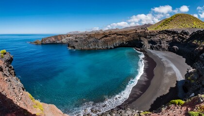 Obraz premium Generated image Drone shot of Nusa Penida’s Kelingking Beach with its iconic dinosaur-shaped cliff formation