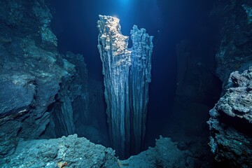 Detailed macro underwater photo of dramatic underwater valley
