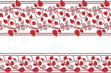 Vector seamless floral ethnic frieze series. Wedding background, page decorations, fabric, carpet and scarf pattern. Floral ornamental motifs in Eastern style.
