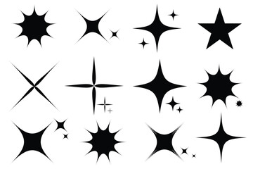 Twinkle star icon. Vector icon. Abstract cool shine effect sign vector design. Retro futuristic sparkle icons collection. Shine icon. Twinkle star on white background. Vector illustration.