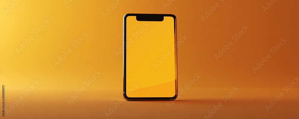 Poster Modern smartphone showing empty screen on orange background