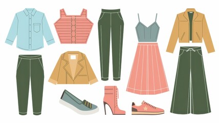 Stylish Womens Clothing Outfit Collection Featuring Diverse Apparel