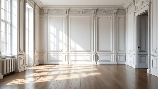 Detail of a blank wall inside a Parisian bourgeois building.