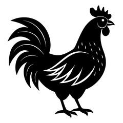 Simple Rooster Silhouette Vector Design.