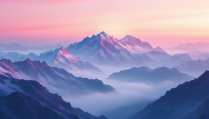 Majestic Mountain Range at Sunrise: A Breathtaking Panorama