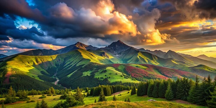 Surreal Summer Landscape: Kralicka, Chopok & Dumbier Peaks, Low Tatras, Slovakia