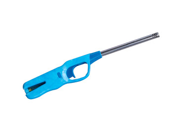 A gas stove igniter with a sleek metallic tip and ergonomic plastic handle, isolated on a transparent background. The tool is compact, durable, and designed for safe ignition.