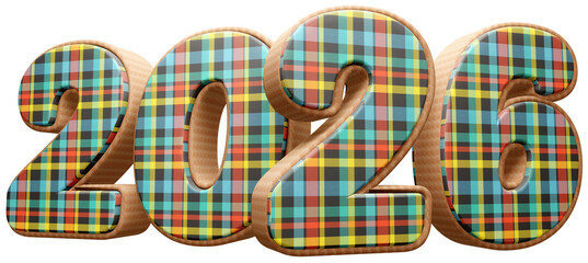 2026 com fundo transparente - Textura Tecido Xadrez