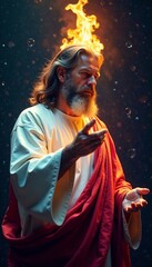 Fototapeta premium A figure with a glowing aura, symbolizing divine wisdom and enlightenment.