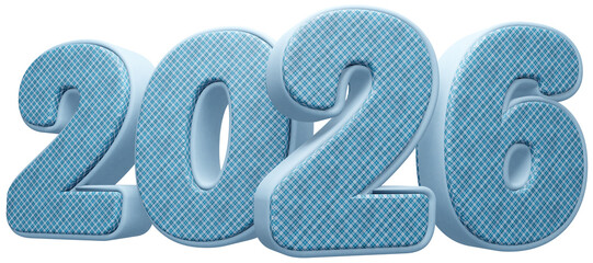 2026 com fundo transparente - Textura Tecido Azul