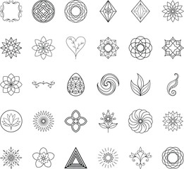 Geometric Mandala Floral Line Art Design Elements Collection