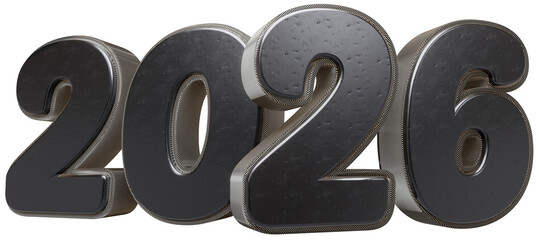 2026 com fundo transparente - Textura Metal Preto