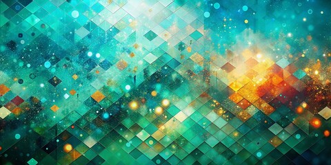 Obraz premium Teal Pixelated Abstract Background: Digital Art, Candid Photography Style