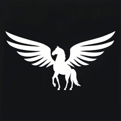 Obraz premium A white winged horse silhouette on black background