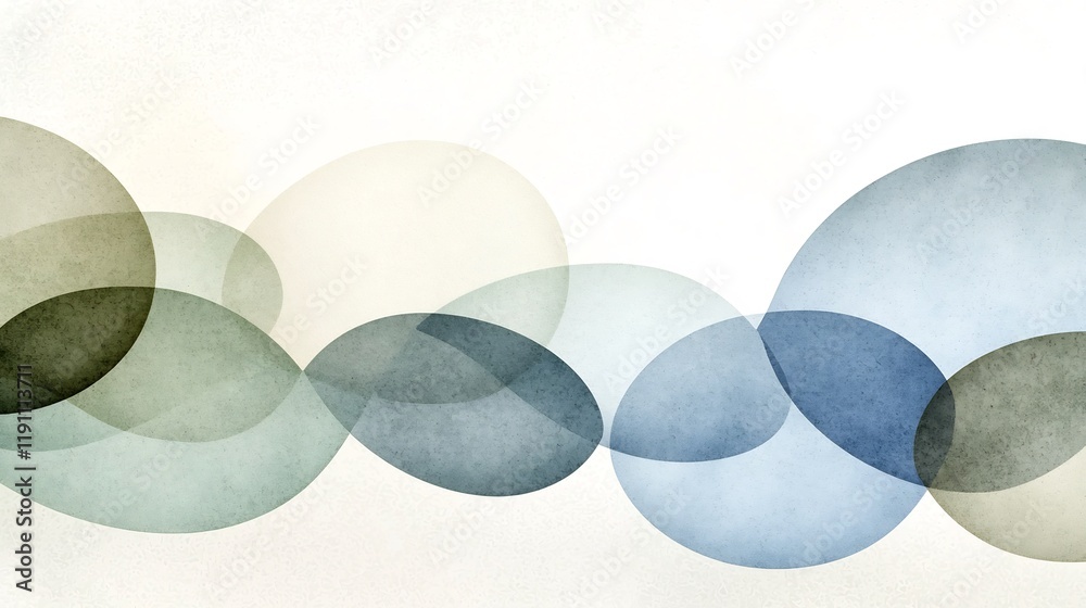 Poster soft dreamy abstract background with interweaving rounded elements and muted hues delicate lines and