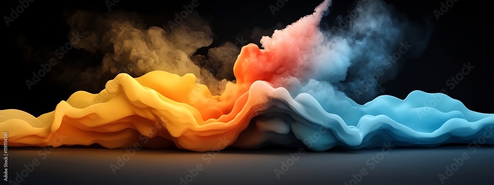 Poster vibrant representation of the electromagnetic spectrum in dynamic ethereal tones highlighting the fr