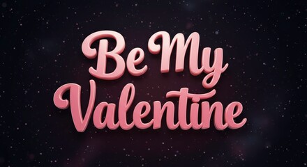 Valentine's Day Message: "Be My Valentine" in elegant cursive letters shines against a dark, starry background, radiating romance.