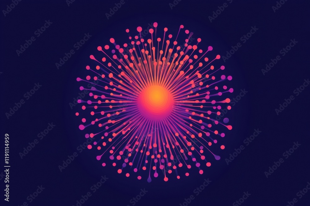 Poster simple and clean virus illustration showcasing vibrant colors against a dark background with an orga