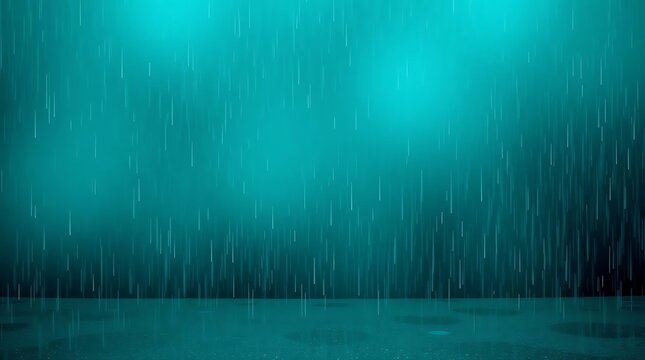 Abstract background rich deep teal wet rainy scene drizzling rain reflective surfaces luxurious and vibrant minimal elements