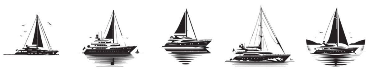 Vector collection of small sailing ships