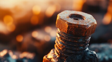 Rusted industrial bolt close-up