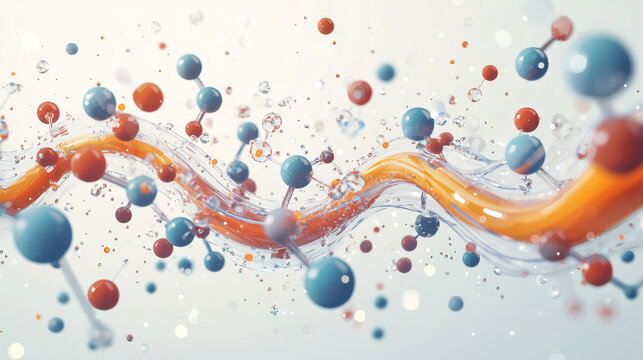 Molecular diagram of reverse osmosis with colorful water molecules