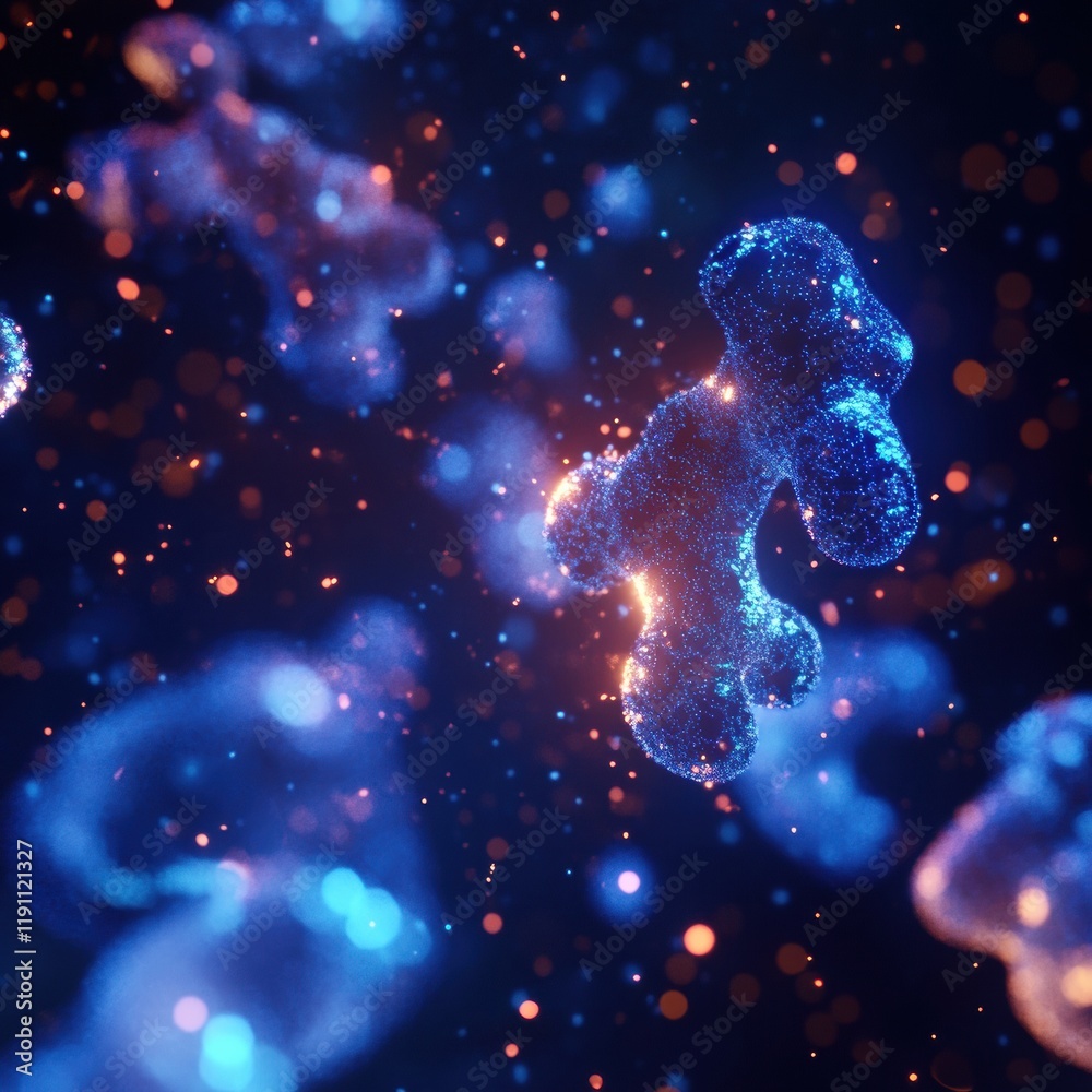 Fototapete visualization of antibodies targeting glowing viruses in a dynamic biological environment. generativ