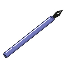 Cartoon fountain pen. Illustration on transparent background
