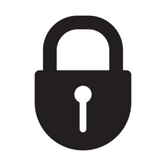 Black silhouette of closed padlock - security icon. Illustration on transparent background