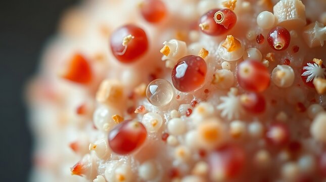 Dreamlike surreal imagery Extreme macro close-up of isolated simple food elements Small subject detail fantastical elements bizarre scenes